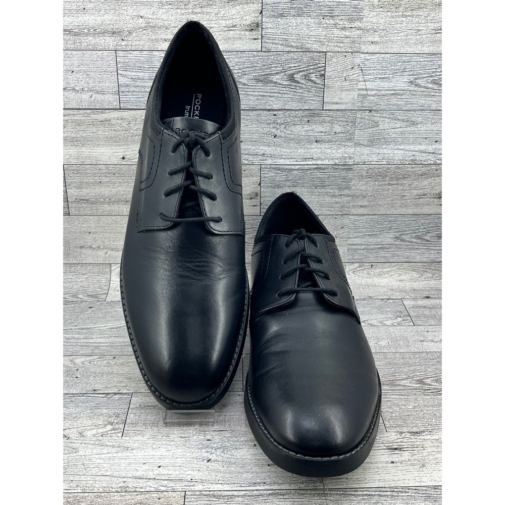 Rockport TruTech Mens Black Leather Derby Dress Shoes Lace Up Round Toe Size 11M